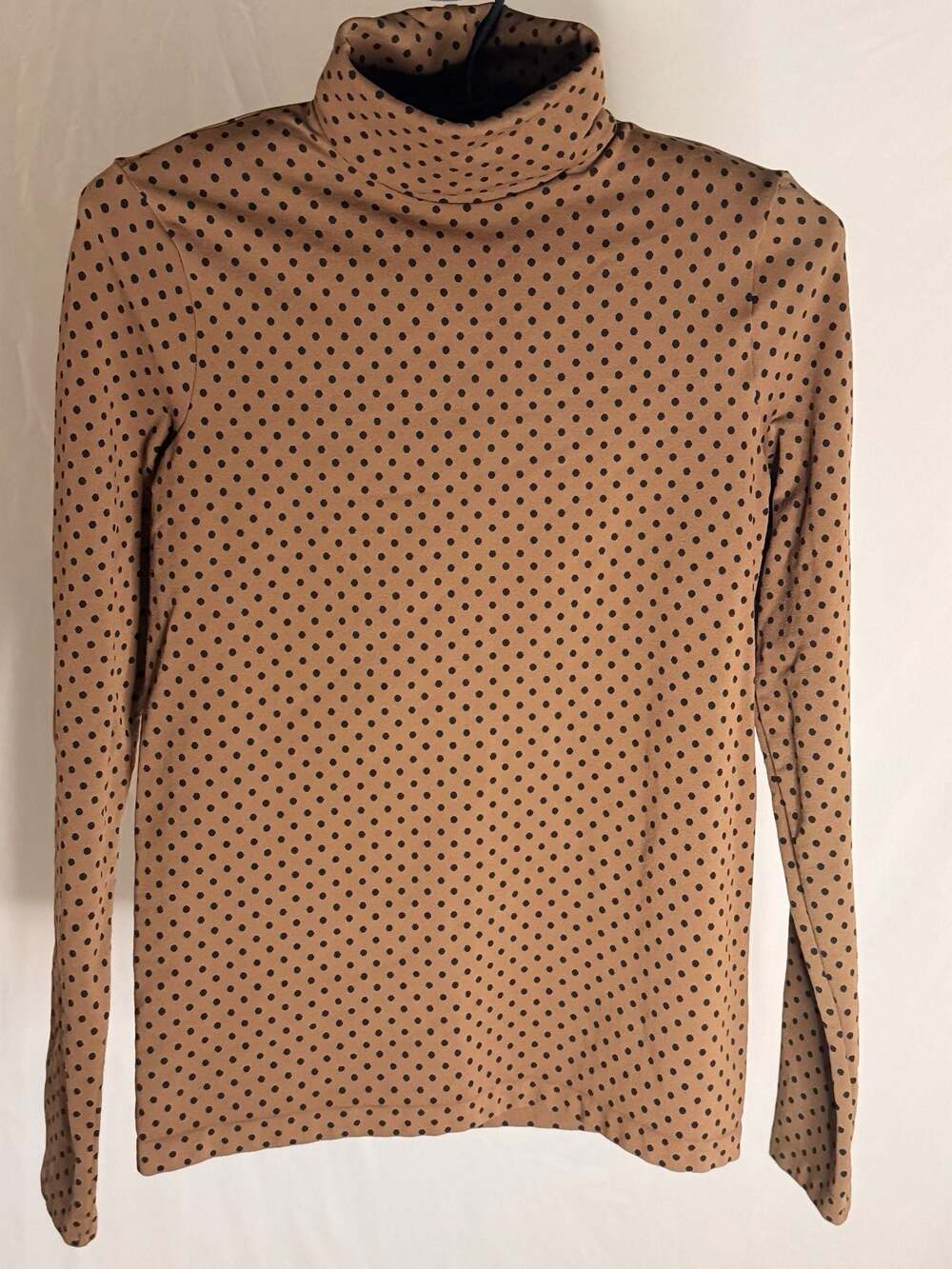 Wolford Brown and Black Polka Dot Turtleneck Long Sleeve Top